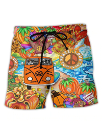 Herren Trendige Graffiti Badeshorts | Bequem und Schnell Trocknend in Orange