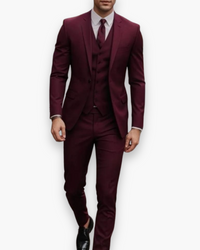 Herren Anzug 3-teilig Slim Fit | Klassisch & Elegant für Hochzeitsgäste in Bordeauxrot