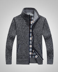 Wolfgang | Herren Bequem Fleece Strickjacke in Dunkelgrau