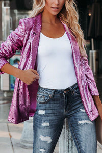 Damen Glänzend Leicht Blazer | Stilvoll in Rosa Rot