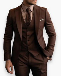 Herren Anzug 3-teilig Slim Fit | Klassisch & Elegant für Hochzeitsgäste in Schokoladenbraun