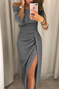 Zorine™ | Elegantes, schulterfreies Sommerkleid für modebewusste Frauen in Grau