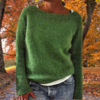 Silke | Damen Lässiger Herbst Strickpullover in Grün