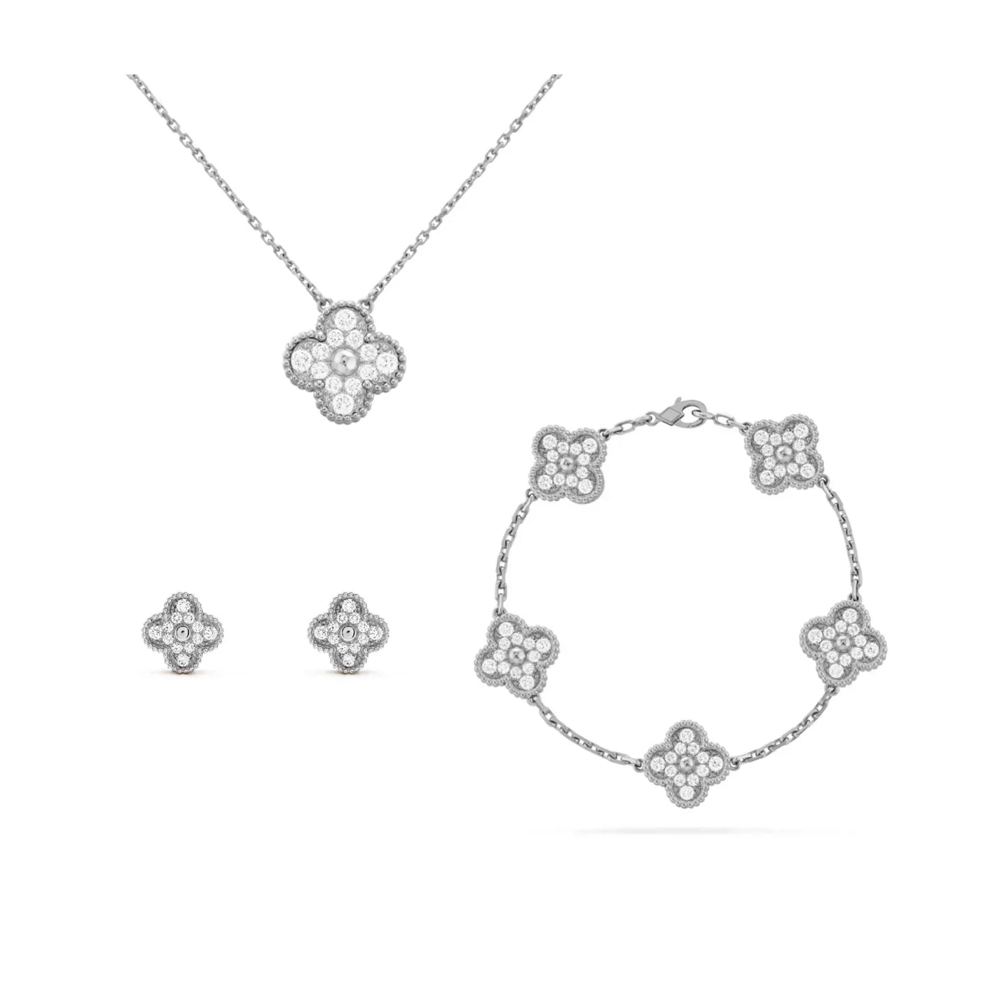 SILBER LUXE | KLEEBLATT DIAMANT SET
