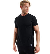 Herren Kurzarm Rundhals Einfach T-Shirt in Schwarz