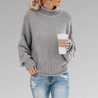 Damen Pullover | Strick klassisch mit Stehkragen in Grau