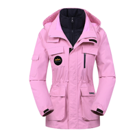 Damen Skijacke mit Kapuze | Sportliche Outdoor Winterjacke in Rosa