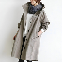 Damen Oversize Trenchcoat mit Kapuze – Lässiger, wasserabweisender Mantel in Grau für den Übergang in Grau