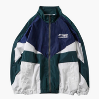 Herren Bomberjacke mit Reißverschluss und Colorblock Design in Blau