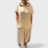 Daisy - Entspanntes Kapuzenkleid in Beige