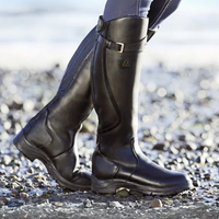 Damen Winter Stiefel | Kniehoch Reitstil mit Schnalle in Schwarz
