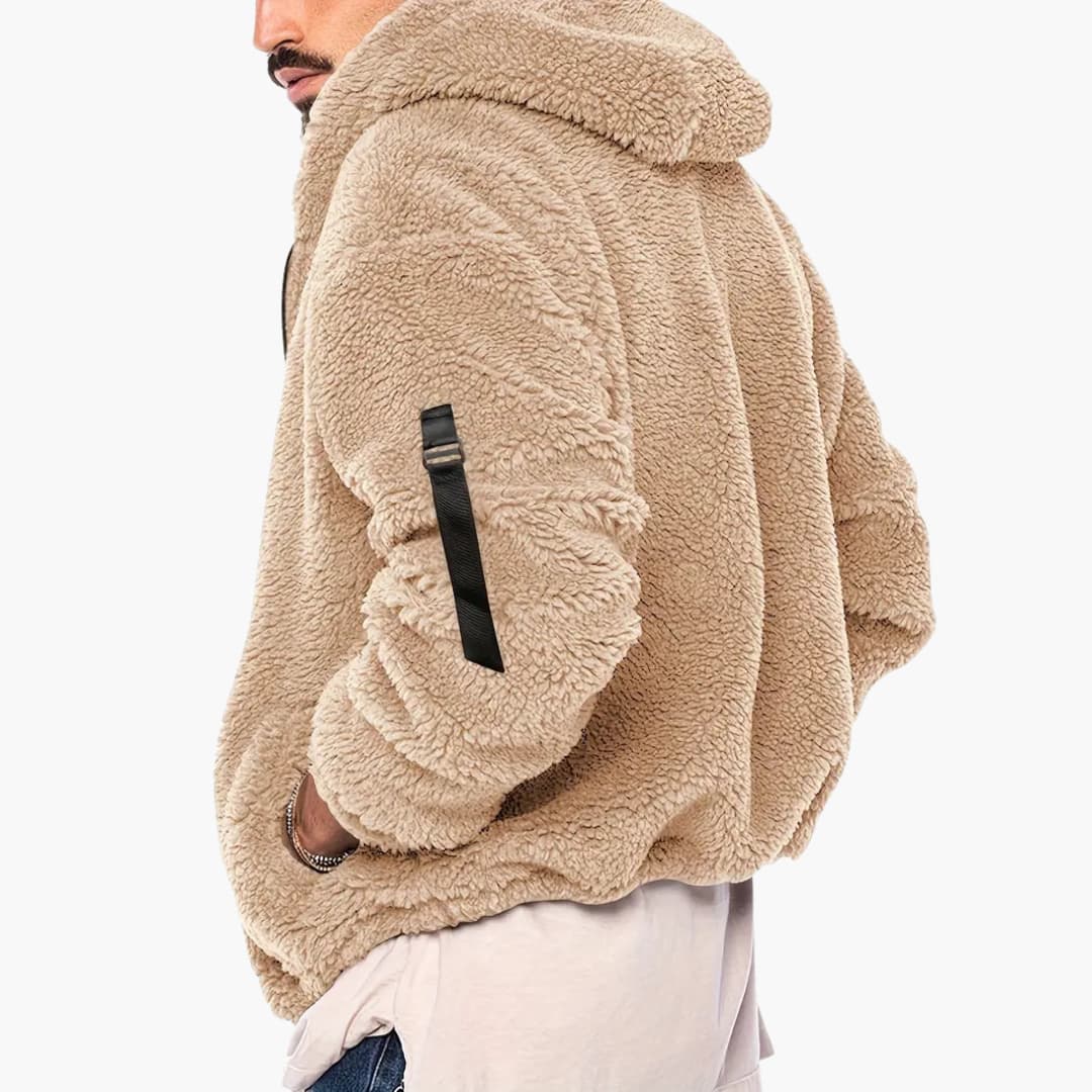 Herren Teddy jacke mit Reißverschluss und langen Ärmeln