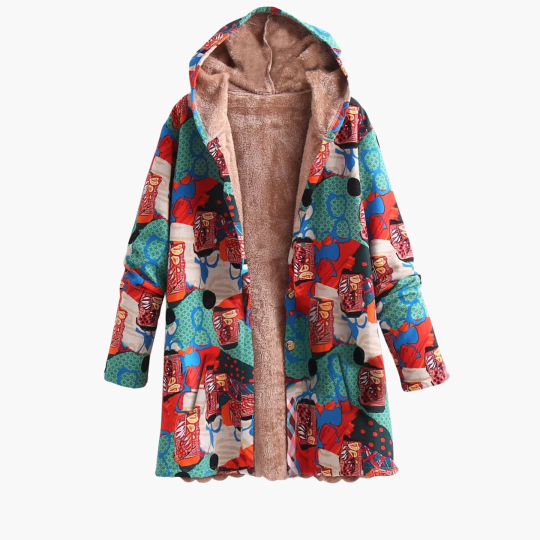 Damen jacke mit Kapuze und bedruckter Oberfläche