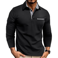 Rupert - Bequemes Herren-Langarm-Poloshirt in Black