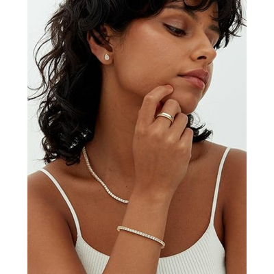 Anja - Goldenes Tennisarmband