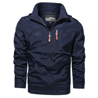 Regenjacke Herren Mit Stehkragen | Wasserabweisend Und Mit Reißverschluss in Blau