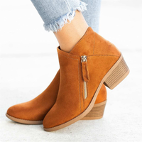 Stiefelette Damen Lederoptik Warm | Komfort Rutschfest in Orange