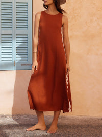Teresita - Lockeres Maxikleid mit Seitenschlitz in Braun