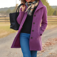 Elena | Damen Klassischer Knopf Mantel in Lila