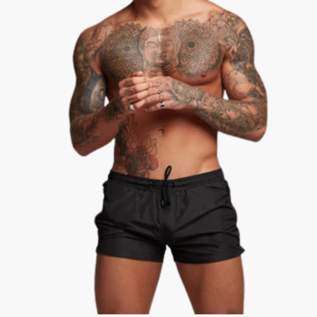 Herren Badeshorts mit Kordelzug und Seitentaschen mit Reißverschluss