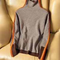 Damen Pullover | Klassisch gestrickt mit Kontraststreifen in Orange
