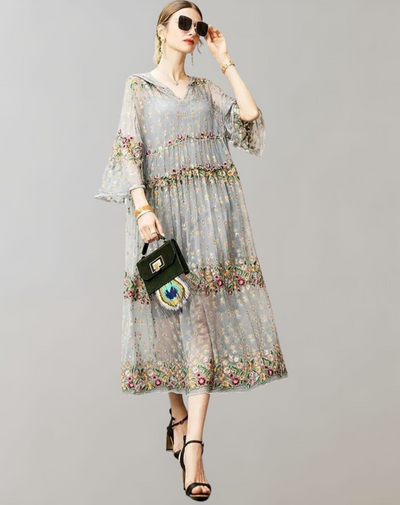 Angela - Lady Embroidery Long Zweiteiler