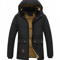 Winterjacke Herren Parka Warm | Abnehmbare Kapuze in Schwarz