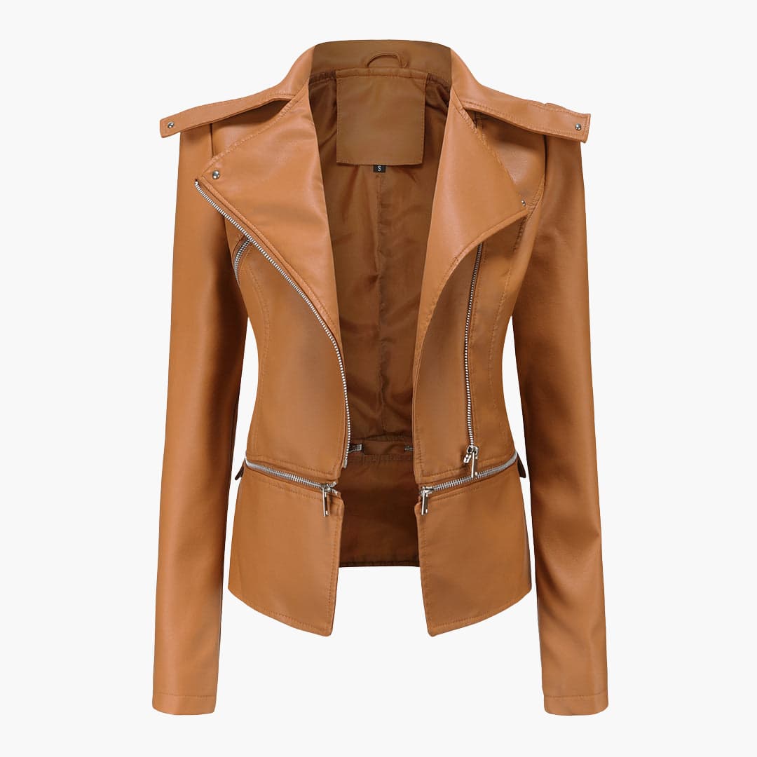 Damenjacke mit Reißverschluss vorne und Reverskragen