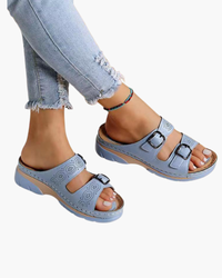 Damen Gepolstert Sandalen | Verstellbare Schnallen in Blau