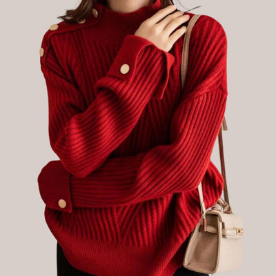 Amanda - Gemütlicher Rollkragenpullover mit Knopfakzenten