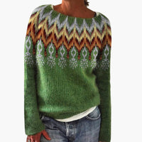 Damen pullover mit Rundhalsausschnitt und Baum-Muster in Hellgrün