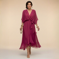 Sorena | Elegantes Maxi-Kleid mit V-Ausschnitt in Rosa