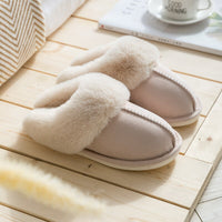 Luxuriöse Fleece Hausschuhe für Damen in Beige