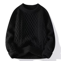 Damen Pullover | Klassischer Strick mit Zopfmuster in Schwarz