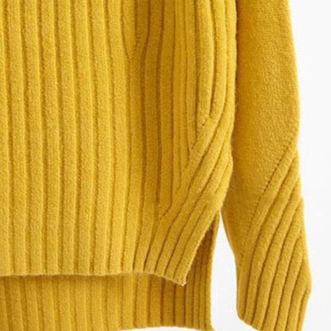 Sonia  - Gerippter Rollkragenpullover mit Ballonärmeln