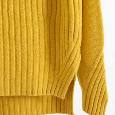 Sonia  - Gerippter Rollkragenpullover mit Ballonärmeln