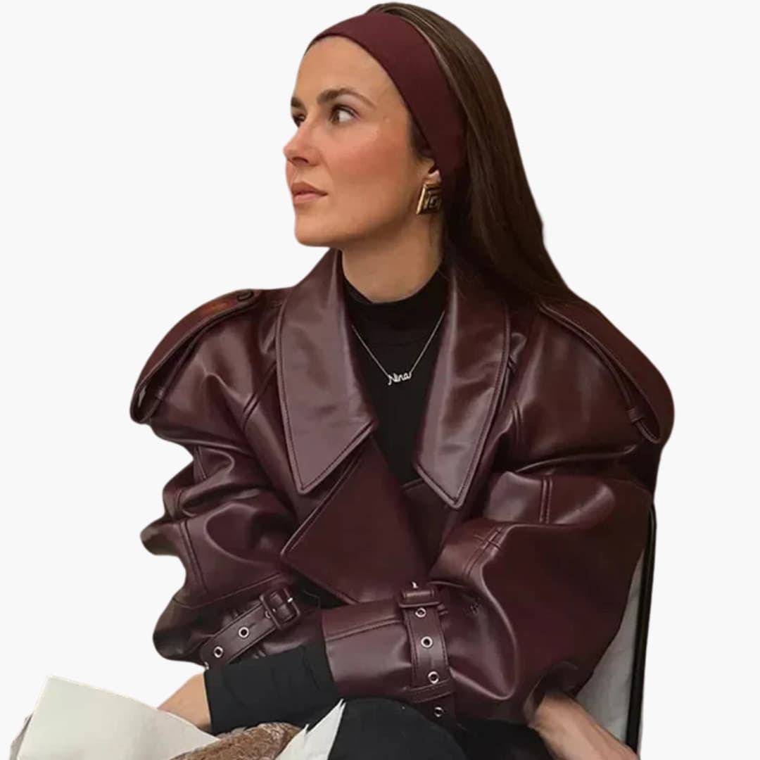 Damen Kurzjacke mit Reverskragen und Frontreißverschluss