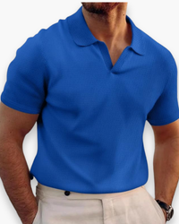 Herren Lässiges Polo mit V-Kragen | Kurzarm in Blau