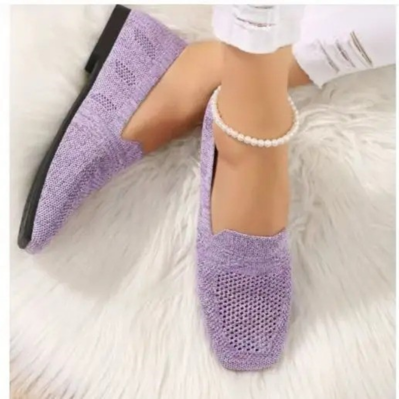 Eulla – gestrickte Ballerinas im Ballett-Stil mit flacher Sohle