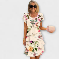 Lillian - Florales Eleganzkleid in Beige