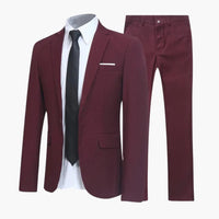 2-teiliges Anzug Set - Slim Fit Herrenanzug für Business Look in Rot