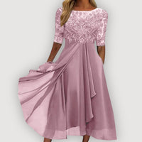 Paula | Elegant Chiffon Dress in Rosa