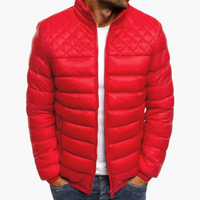 Herren Bomberjacke mit Reißverschluss und gestepptem Design in Rot