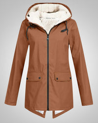 Melanie | Damen Gefütterte Reißverschluss Regenjacke in Khaki