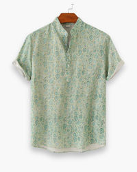 Herren Elegantes Freizeit Hemd | Stilvolles Blumenmuster in Grün