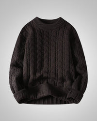Julian | Herren Casual Winter Zopfstrickpullover in Schwarz