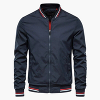 Herren Bomberjacke mit Reißverschluss und Rippbund in Marineblau
