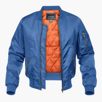 Herren Bomberjacke mit geripptem Saum und gestepptem Futter in Blau