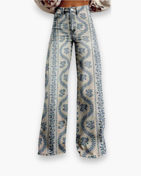 Damen Elegante Stoffhose | Vielseitig und Bequem in Blaue Muster