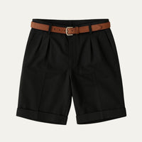 Oliver | Aufgeschlagener Saum Knielang Chinoshorts in Schwarz